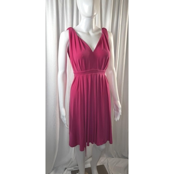 Express Pink‎ V Neck Sleeveless Empire Waist Midi Dress M Glam Party 83-02 - Picture 8 of 14